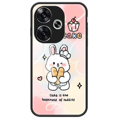 For Xiaomi Redmi Turbo 3 5G Case Cartoon Animal Print Tempered Glass Shockproof Phone Cover