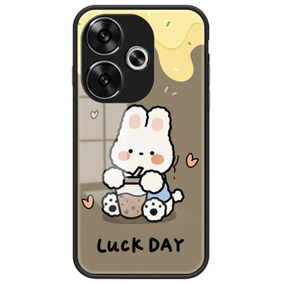 For Xiaomi Redmi Turbo 3 5G Case Cartoon Animal Print Tempered Glass Shockproof Phone Cover