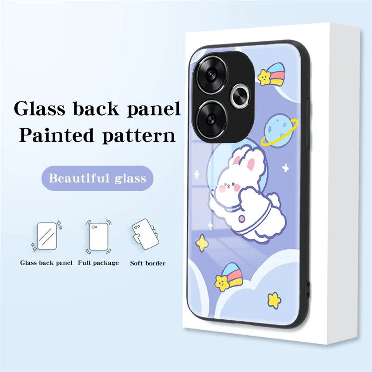For Xiaomi Redmi Turbo 3 5G Case Cartoon Animal Print Tempered Glass Shockproof Phone Cover