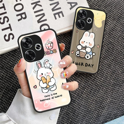 For Xiaomi Redmi Turbo 3 5G Case Cartoon Animal Print Tempered Glass Shockproof Phone Cover
