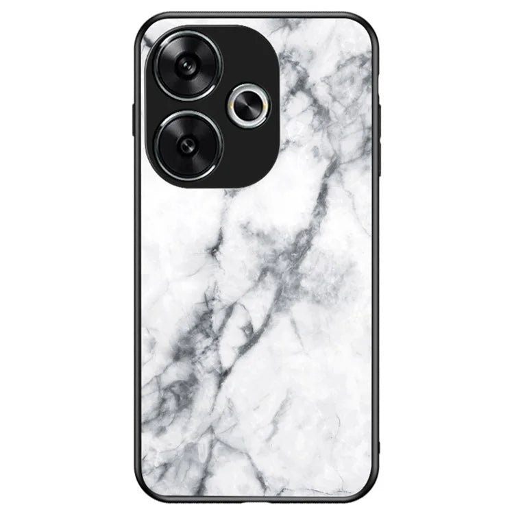 For Xiaomi Redmi Turbo 3 5G Tempered Glass Case Marble Pattern Protective Phone Cover