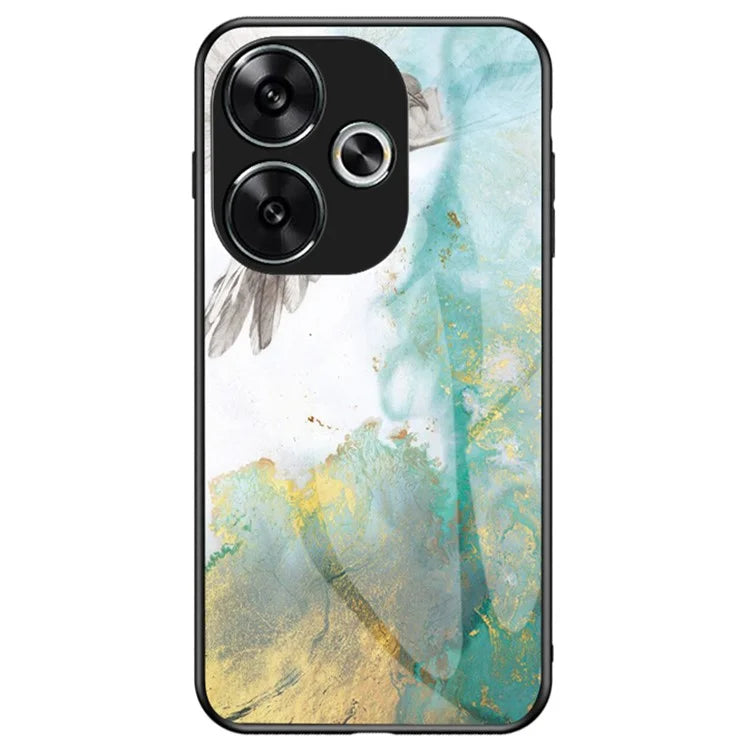 For Xiaomi Redmi Turbo 3 5G Tempered Glass Case Marble Pattern Protective Phone Cover