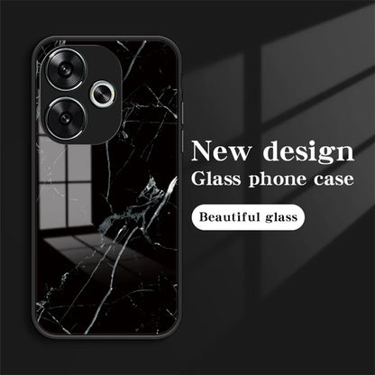 For Xiaomi Redmi Turbo 3 5G Tempered Glass Case Marble Pattern Protective Phone Cover