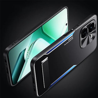 For vivo iQOO Z9x 5G Wholesale Case Aluminum Alloy + TPU Shockproof Phone Cover with Kickstand