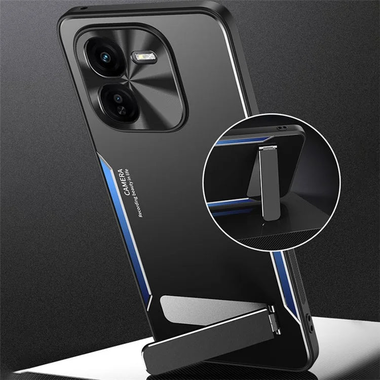 For vivo iQOO Z9x 5G Wholesale Case Aluminum Alloy + TPU Shockproof Phone Cover with Kickstand