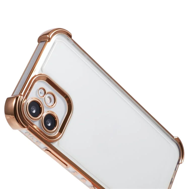 For iPhone 11 Electroplating Phone Case Heart Pattern Edge TPU Phone Back Cover