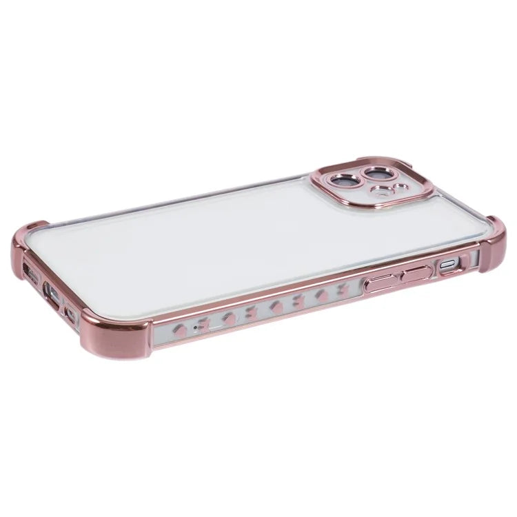 For iPhone 11 Electroplating Phone Case Heart Pattern Edge TPU Phone Back Cover