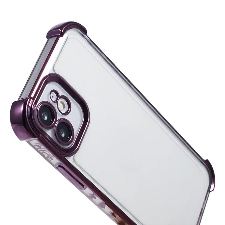 For iPhone 11 Electroplating Phone Case Heart Pattern Edge TPU Phone Back Cover