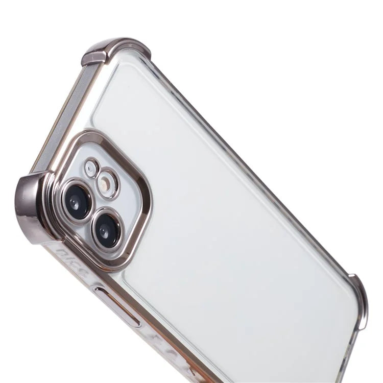For iPhone 11 Electroplating Phone Case Heart Pattern Edge TPU Phone Back Cover