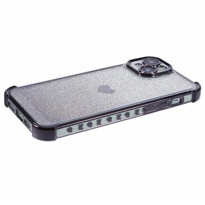 For iPhone 13 Anti-Scratch Phone Case Heart Pattern TPU Glittery Powder Phone Cover