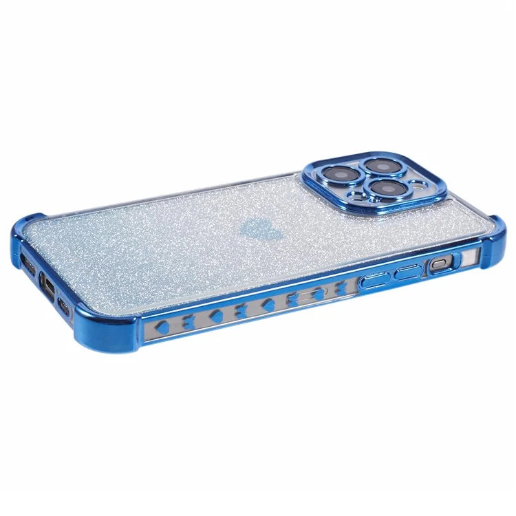 For iPhone 14 Pro Heart Pattern Drop Protection Phone Case TPU Glittery Powder Phone Cover