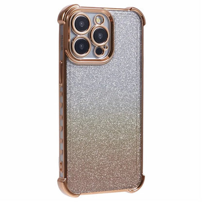 For iPhone 15 Pro Case Side Heart Pattern Design Electroplated Glitter Soft TPU Phone Cover