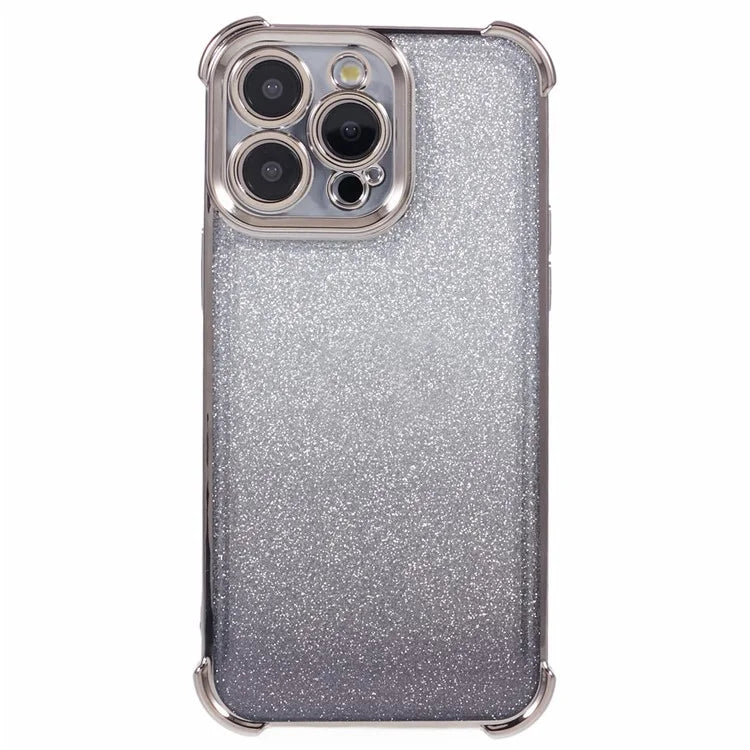 For iPhone 14 Pro Max Case Glitter Electroplating TPU Phone Cover with Side Heart Pattern