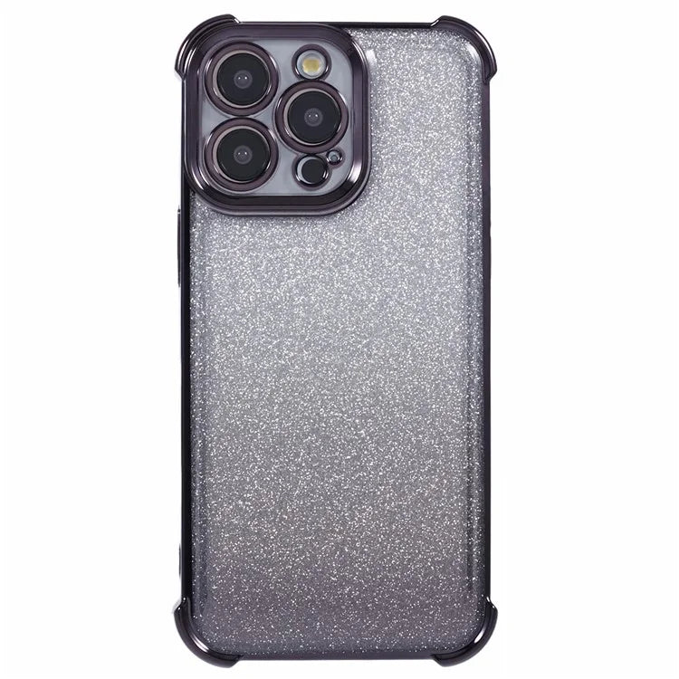 For iPhone 14 Pro Max Case Glitter Electroplating TPU Phone Cover with Side Heart Pattern