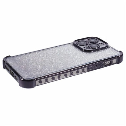 For iPhone 14 Pro Max Case Glitter Electroplating TPU Phone Cover with Side Heart Pattern