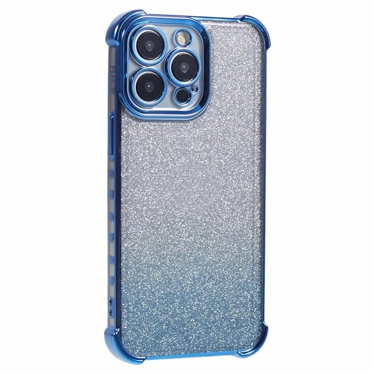 For iPhone 14 Pro Max Case Glitter Electroplating TPU Phone Cover with Side Heart Pattern