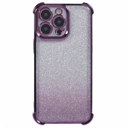 For iPhone 14 Pro Max Case Glitter Electroplating TPU Phone Cover with Side Heart Pattern