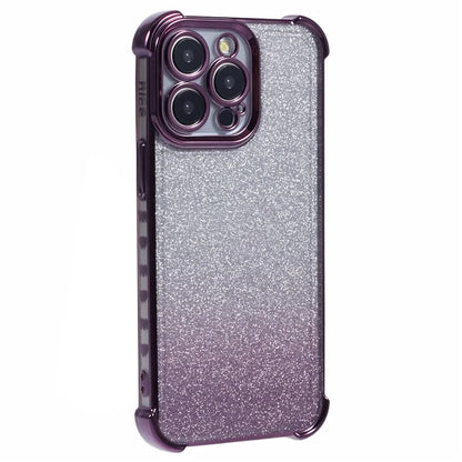 For iPhone 14 Pro Max Case Glitter Electroplating TPU Phone Cover with Side Heart Pattern