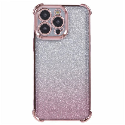 For iPhone 14 Pro Max Case Glitter Electroplating TPU Phone Cover with Side Heart Pattern