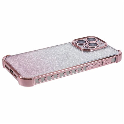 For iPhone 14 Pro Max Case Glitter Electroplating TPU Phone Cover with Side Heart Pattern