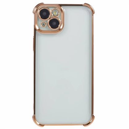 For iPhone 13 Case Electroplating Heart Pattern Edge TPU Clear Phone Cover