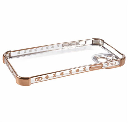 For iPhone 13 Case Electroplating Heart Pattern Edge TPU Clear Phone Cover