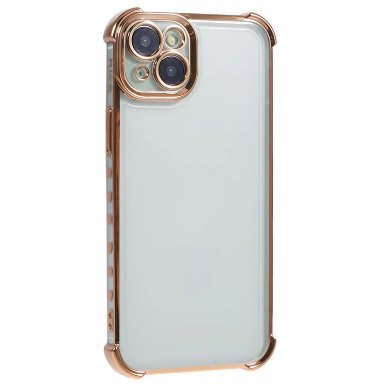 For iPhone 14 Case Electroplating TPU Phone Back Cover with Side Heart Pattern
