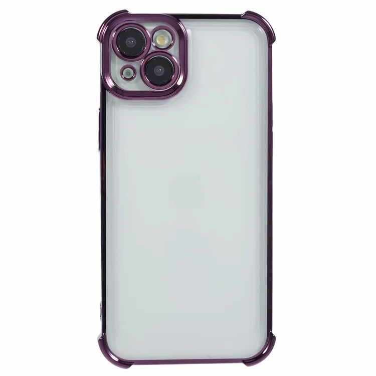 For iPhone 14 Case Electroplating TPU Phone Back Cover with Side Heart Pattern