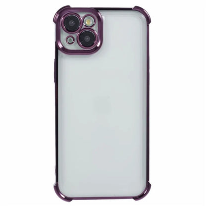 For iPhone 14 Case Electroplating TPU Phone Back Cover with Side Heart Pattern