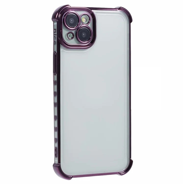 For iPhone 14 Case Electroplating TPU Phone Back Cover with Side Heart Pattern