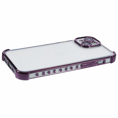 For iPhone 14 Case Electroplating TPU Phone Back Cover with Side Heart Pattern