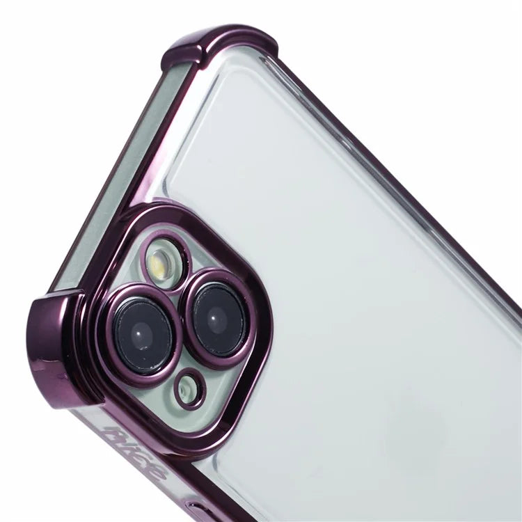 For iPhone 14 Case Electroplating TPU Phone Back Cover with Side Heart Pattern