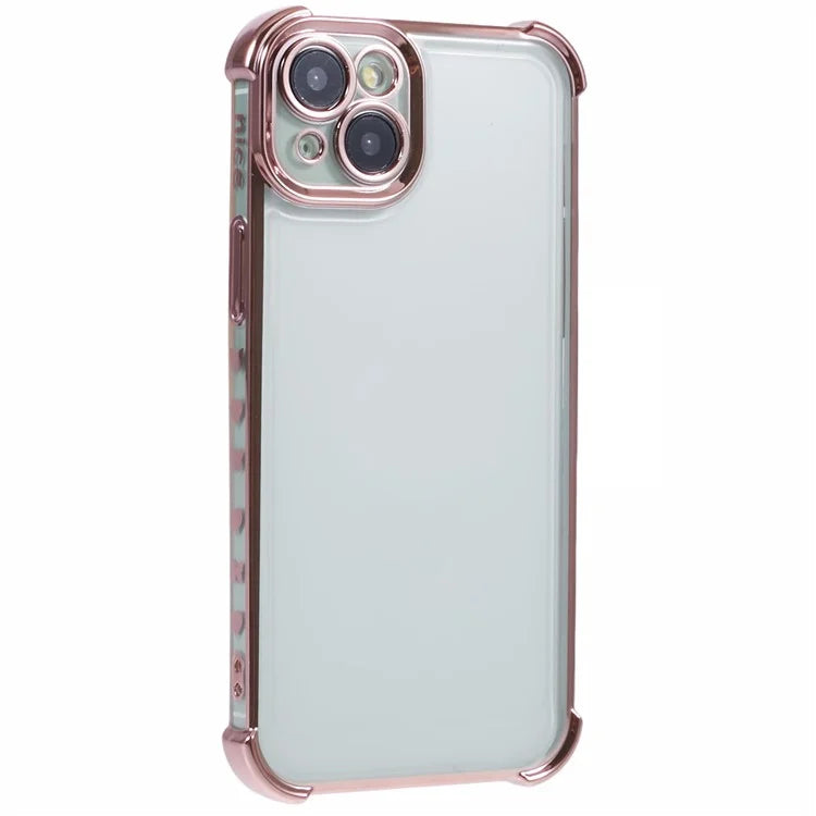For iPhone 14 Case Electroplating TPU Phone Back Cover with Side Heart Pattern