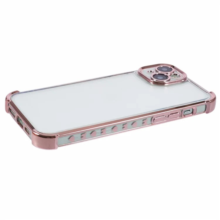 For iPhone 14 Case Electroplating TPU Phone Back Cover with Side Heart Pattern