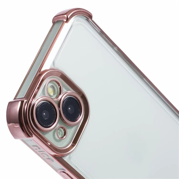 For iPhone 14 Case Electroplating TPU Phone Back Cover with Side Heart Pattern