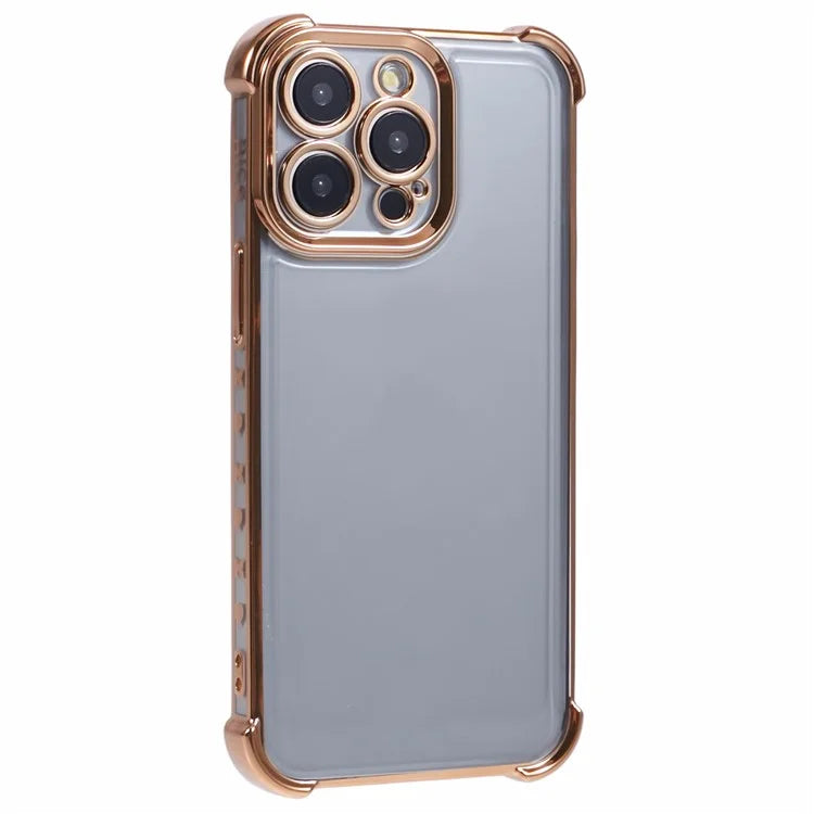 For iPhone 14 Pro Max Case Side Heart Pattern Shockproof Electroplating TPU Phone Cover