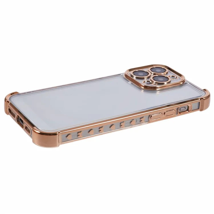 For iPhone 14 Pro Max Case Side Heart Pattern Shockproof Electroplating TPU Phone Cover