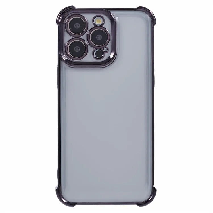 For iPhone 14 Pro Max Case Side Heart Pattern Shockproof Electroplating TPU Phone Cover