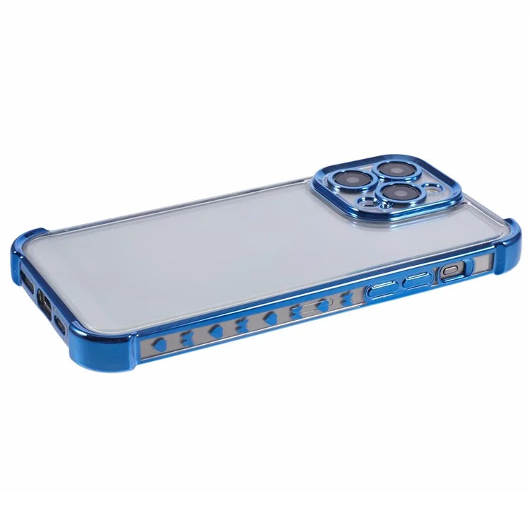 For iPhone 14 Pro Max Case Side Heart Pattern Shockproof Electroplating TPU Phone Cover