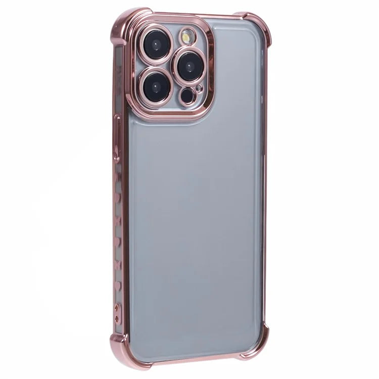 For iPhone 14 Pro Max Case Side Heart Pattern Shockproof Electroplating TPU Phone Cover