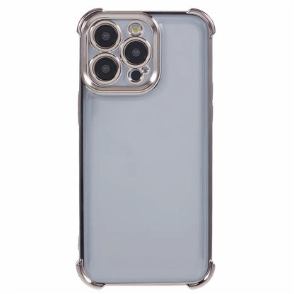 For iPhone 14 Pro Case Electroplated TPU Phone Cover with Heart Pattern Edge