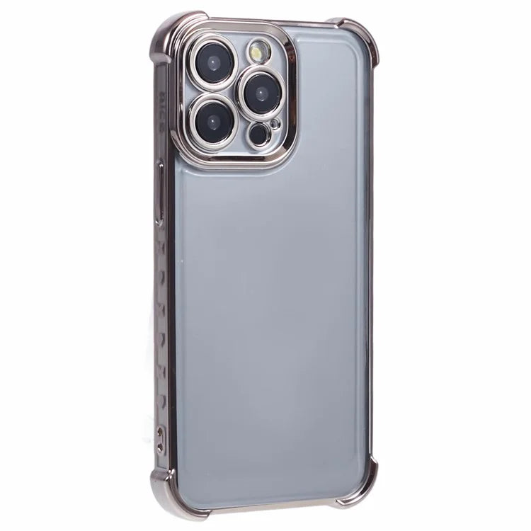 For iPhone 14 Pro Case Electroplated TPU Phone Cover with Heart Pattern Edge