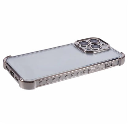For iPhone 14 Pro Case Electroplated TPU Phone Cover with Heart Pattern Edge