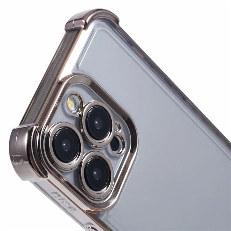 For iPhone 14 Pro Case Electroplated TPU Phone Cover with Heart Pattern Edge