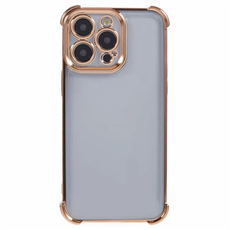 For iPhone 14 Pro Case Electroplated TPU Phone Cover with Heart Pattern Edge