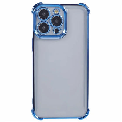 For iPhone 14 Pro Case Electroplated TPU Phone Cover with Heart Pattern Edge