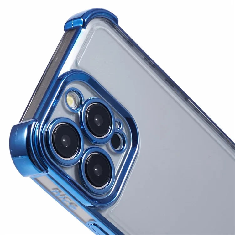For iPhone 14 Pro Case Electroplated TPU Phone Cover with Heart Pattern Edge