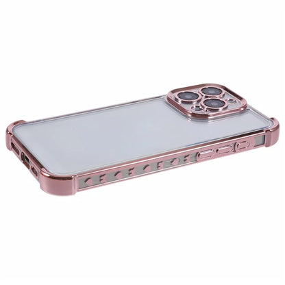 For iPhone 14 Pro Case Electroplated TPU Phone Cover with Heart Pattern Edge