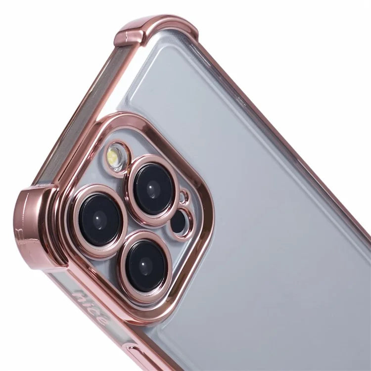 For iPhone 14 Pro Case Electroplated TPU Phone Cover with Heart Pattern Edge