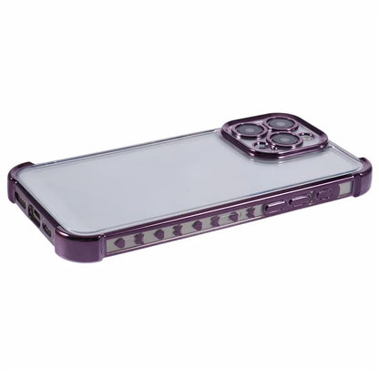 For iPhone 14 Pro Case Electroplated TPU Phone Cover with Heart Pattern Edge